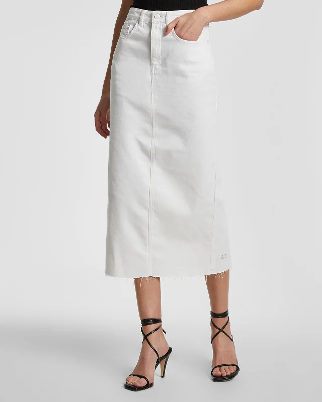 Flared denim skirts for a retro charmGRADUATE MIDI SKIRT BLANC