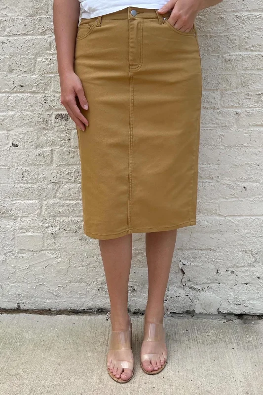 Denim skirts with wide - brimmed hats for a fashionable touchJDA Dk. Khaki Denim Skirt Denim skirts with wide - brimmed hats for a fashionable touchJDA Dk. Khaki Denim Skirt