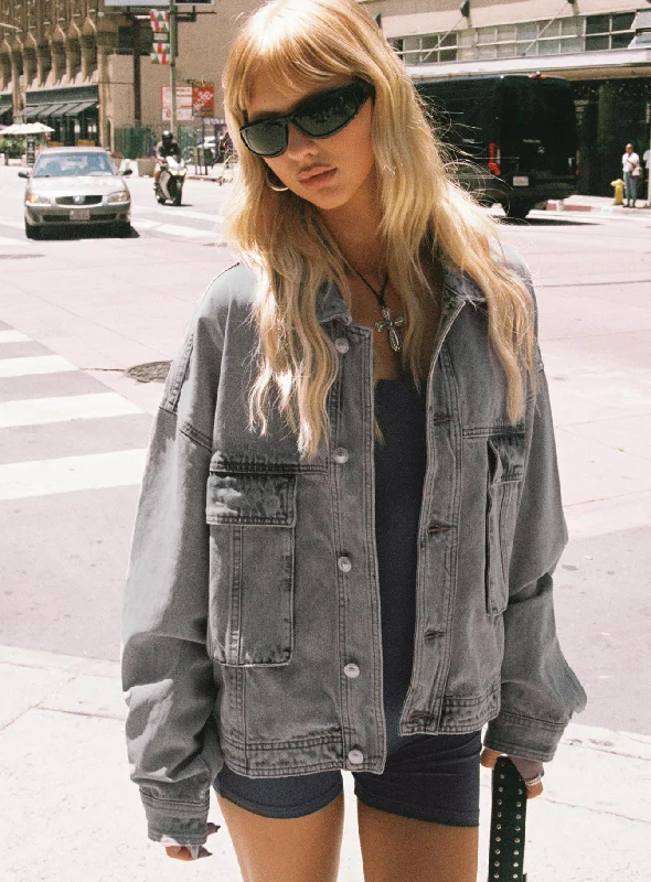 Cropped Denim Top to Pair with High - Waisted BottomsKier Oversized Denim Jacket