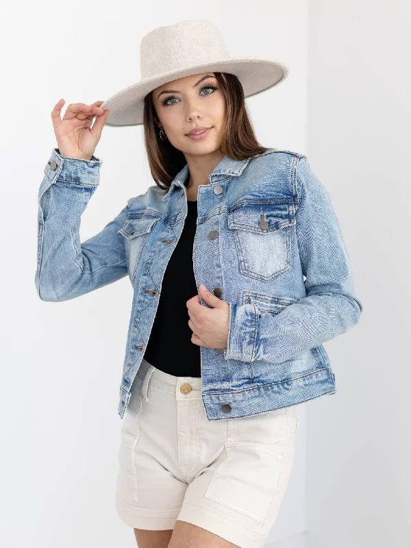 Denim Top for a Beachside Picnic with a Laid - Back StyleKUT Cultivate Anne Front Pocket Jacket Denim Top for a Beachside Picnic with a Laid - Back StyleKUT Cultivate Anne Front Pocket Jacket