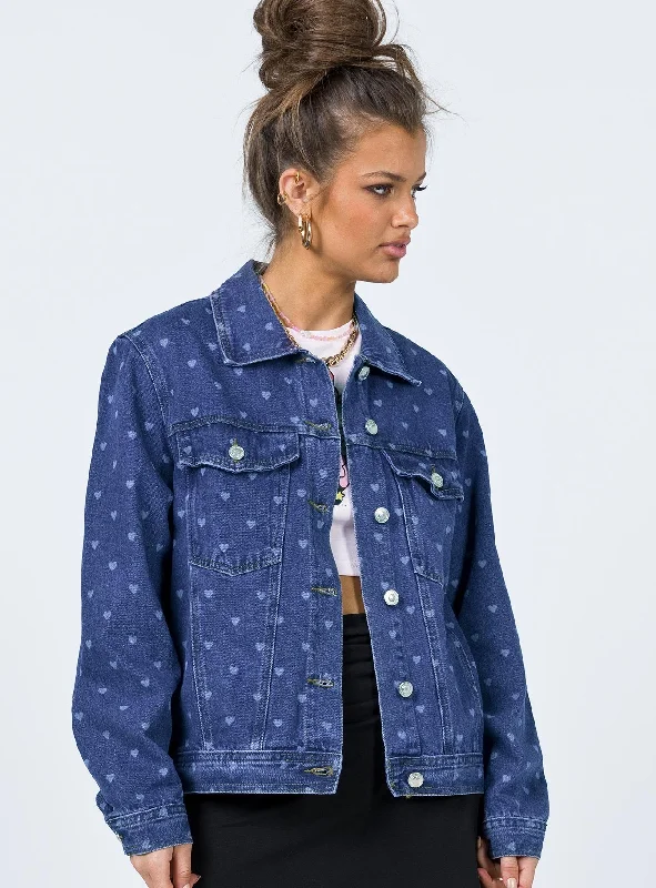 Long - Sleeve Denim Top for Cold Weather LayeringLove Heart Denim Jacket