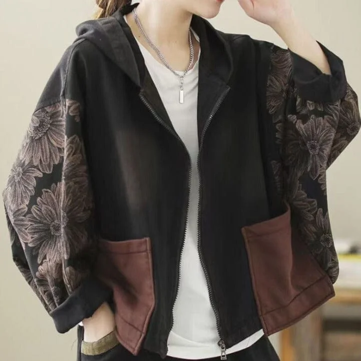 Plus - Size Denim Top for a Comfortable and Stylish FitMave Patchwork Loose Denim Jacket Plus - Size Denim Top for a Comfortable and Stylish FitMave Patchwork Loose Denim Jacket