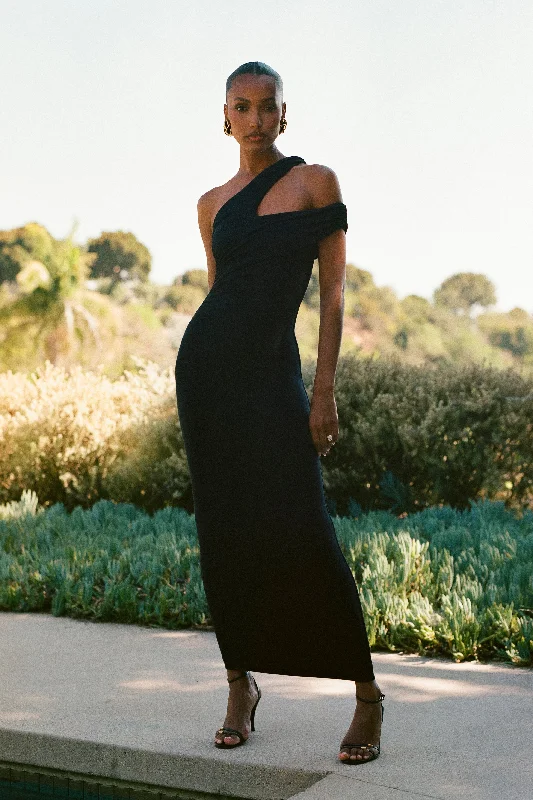 Maxi dresses with cold - shoulder cutouts for a trendy lookAnastasia One Shoulder Modal Midi Dress - Black Maxi dresses with cold - shoulder cutouts for a trendy lookAnastasia One Shoulder Modal Midi Dress - Black