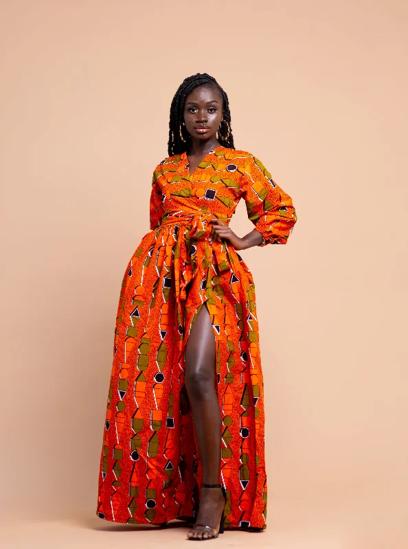 Plaid maxi dresses for fall fashion eventsAnnette Ankara Maxi Dress | Orange African Print Plaid maxi dresses for fall fashion eventsAnnette Ankara Maxi Dress | Orange African Print