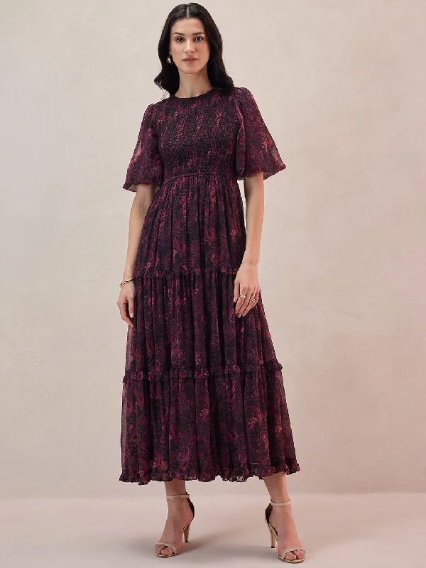 Maxi dresses with one - shoulder designs for a stylish and asymmetric lookBlack Paisley Smocked Maxi Dress Maxi dresses with one - shoulder designs for a stylish and asymmetric lookBlack Paisley Smocked Maxi Dress