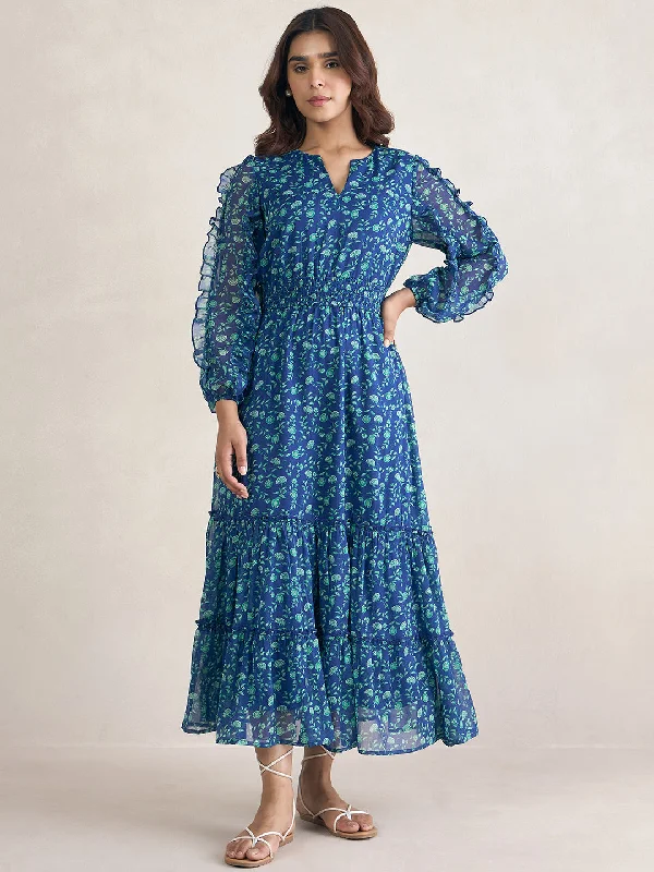 Animal print maxi dresses for a statement - making outfitBlue Floral Printed Ruffle Detail Maxi Dress Animal print maxi dresses for a statement - making outfitBlue Floral Printed Ruffle Detail Maxi Dress