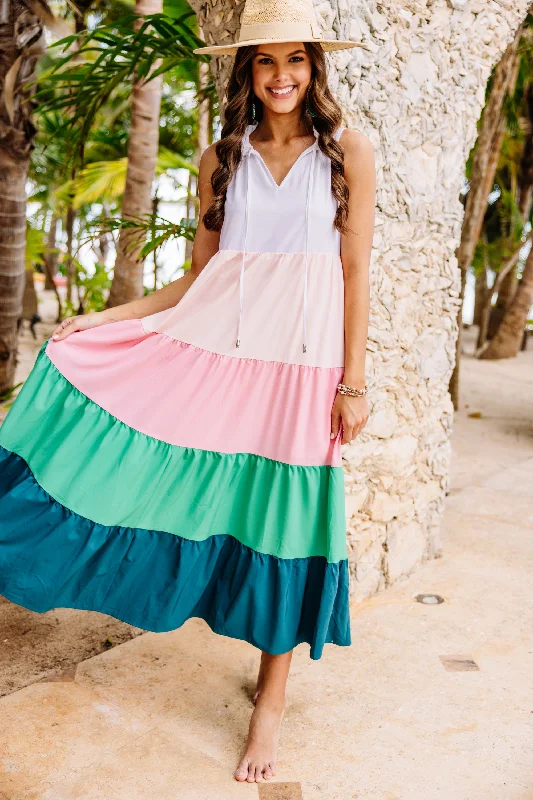 Cotton maxi dresses for a comfortable and everyday - wear optionBright Ideas White Colorblock Maxi Dress Cotton maxi dresses for a comfortable and everyday - wear optionBright Ideas White Colorblock Maxi Dress