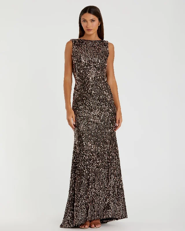 Maxi dresses with pocket details for added functionalityCowl Back Boat Neck Sequined Evening Gown Maxi dresses with pocket details for added functionalityCowl Back Boat Neck Sequined Evening Gown
