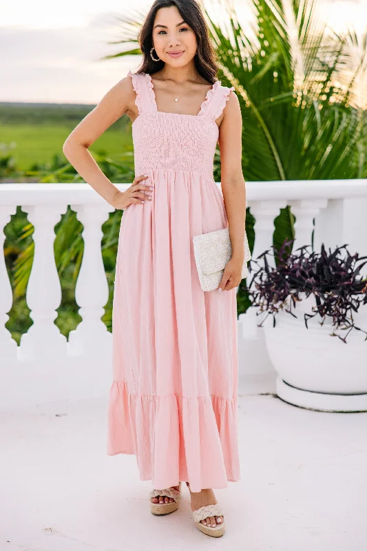 Ruffled maxi dresses with a tiered skirt for added volumeEasy Love Blush Pink Smocked Maxi Dress Ruffled maxi dresses with a tiered skirt for added volumeEasy Love Blush Pink Smocked Maxi Dress