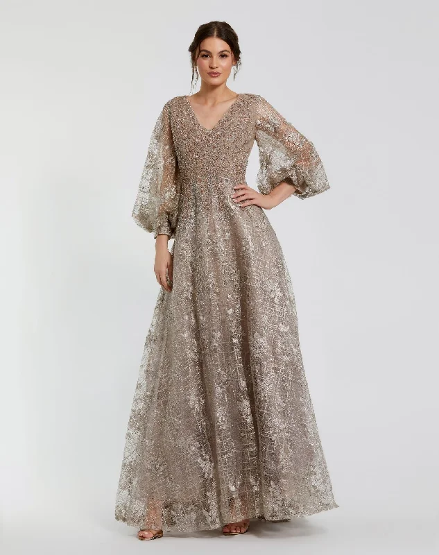 Maxi dresses with a halter neck for a stylish and sophisticated choiceEmbellished Plunge Neck Puff Sleeve A Line Gown Maxi dresses with a halter neck for a stylish and sophisticated choiceEmbellished Plunge Neck Puff Sleeve A Line Gown