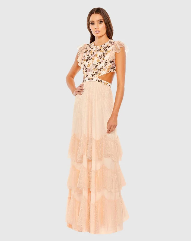Plaid maxi dresses for fall fashion eventsEmbroidered Bodice Cap Sleeve Ruffle Tiered Gown Plaid maxi dresses for fall fashion eventsEmbroidered Bodice Cap Sleeve Ruffle Tiered Gown