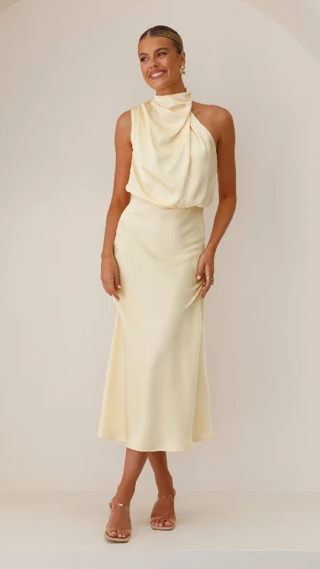 Maxi dresses with a cinched waist for a defined silhouetteEsther Maxi Dress - Yellow Maxi dresses with a cinched waist for a defined silhouetteEsther Maxi Dress - Yellow