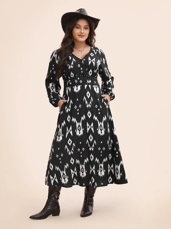 Maxi dresses with a keyhole back for a sexy detailAbstract Studded Woven Maxi Dress