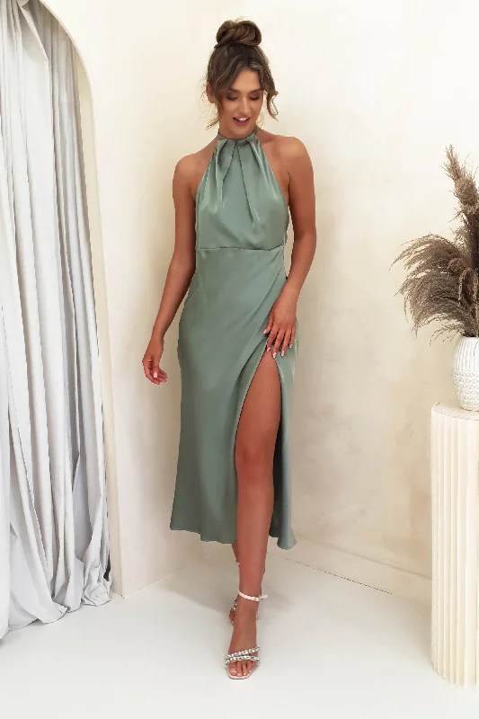 Maxi dresses with embroidered floral motifs for a unique designEvelyn Halterneck Midi Dress | Olive Maxi dresses with embroidered floral motifs for a unique designEvelyn Halterneck Midi Dress | Olive