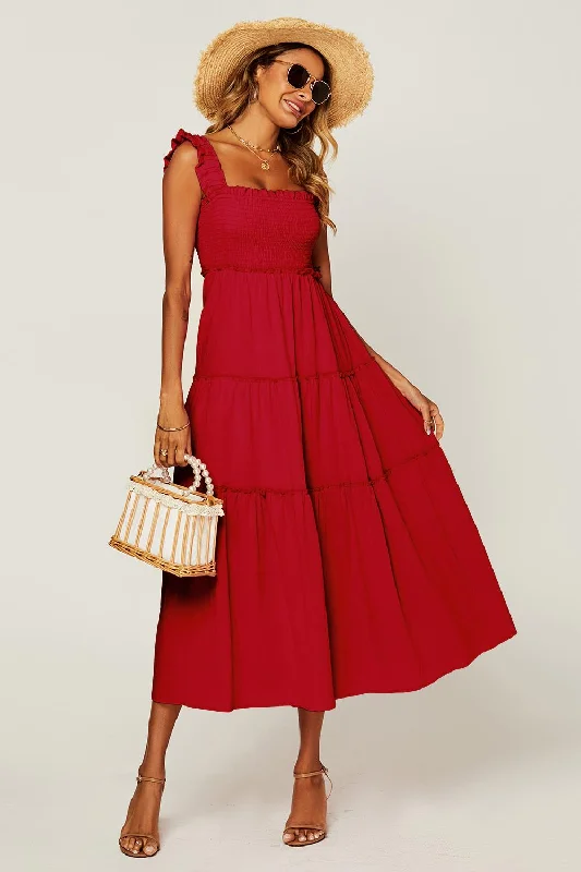 Animal print maxi dresses for a statement - making outfitHem Detail Tiered Maxi Dress In Fuchsia Red Animal print maxi dresses for a statement - making outfitHem Detail Tiered Maxi Dress In Fuchsia Red