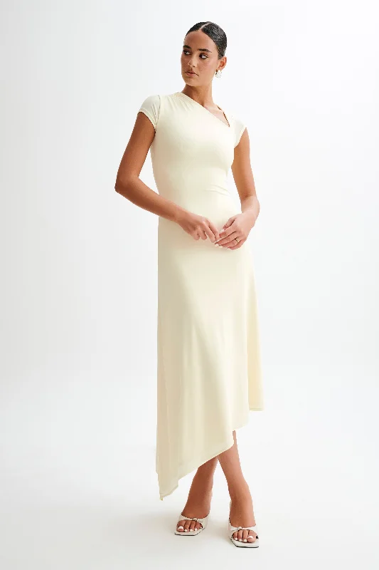 Maxi dresses with an asymmetric hem for a fashion - forward and eye - catching designIlaria Slinky Maxi Dress With Cut Out - Lemon Sherbet Maxi dresses with an asymmetric hem for a fashion - forward and eye - catching designIlaria Slinky Maxi Dress With Cut Out - Lemon Sherbet