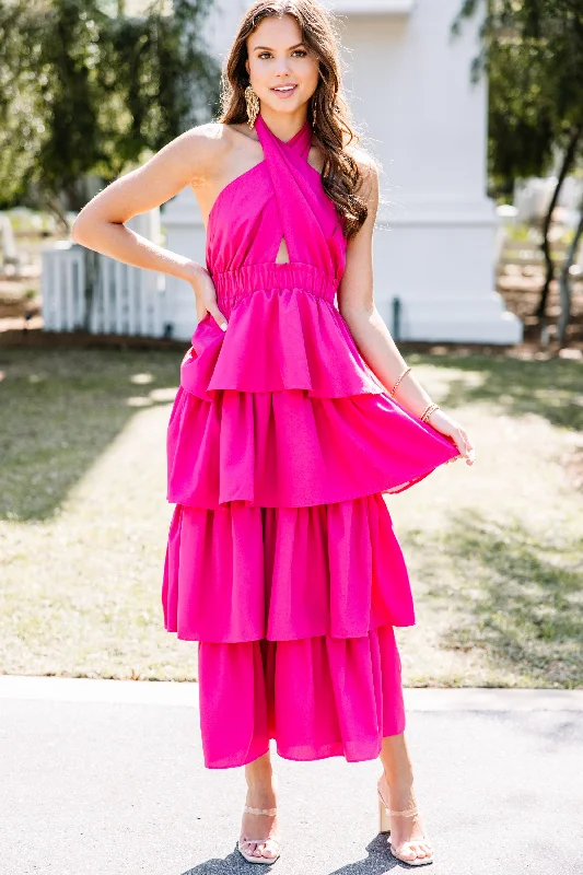 Printed maxi dresses with abstract patterns for an artistic lookMeant To Be Fuchsia Pink Ruffled Maxi Dress Printed maxi dresses with abstract patterns for an artistic lookMeant To Be Fuchsia Pink Ruffled Maxi Dress