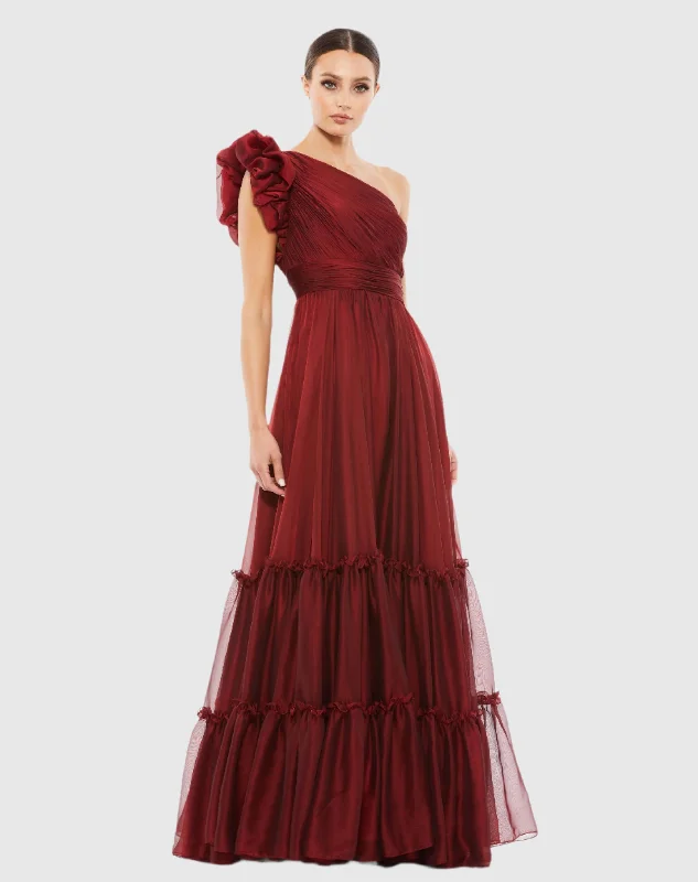 Velvet maxi dresses with long sleeves for winter weddingsOrganza One Shoulder Pleated Gown Velvet maxi dresses with long sleeves for winter weddingsOrganza One Shoulder Pleated Gown