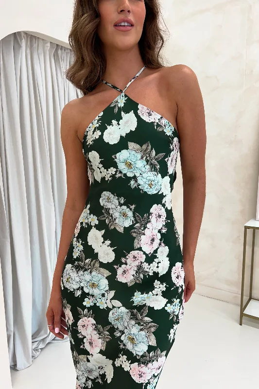 Linen maxi dresses for a breathable and lightweight summer optionProvence Halter Nect Midi Dress | Green Print Linen maxi dresses for a breathable and lightweight summer optionProvence Halter Nect Midi Dress | Green Print