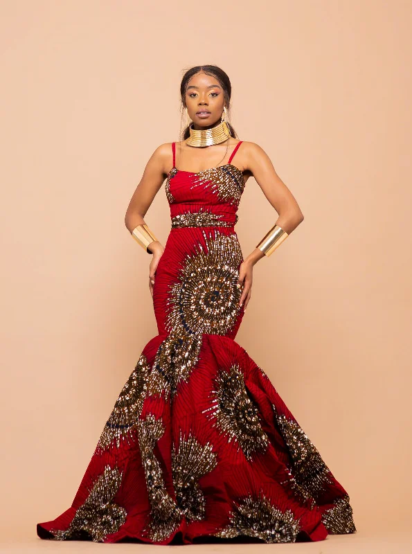 Maxi dresses with off - the - shoulder styles for a romantic and breezy lookRaina Maxi Ankara Dress | Red African Print Maxi dresses with off - the - shoulder styles for a romantic and breezy lookRaina Maxi Ankara Dress | Red African Print