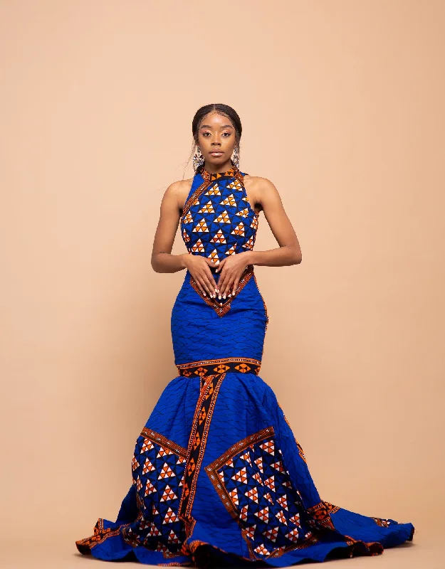 Maxi dresses with off - the - shoulder styles for a romantic and breezy lookReigh Ankara Maxi Dress | Blue African Print