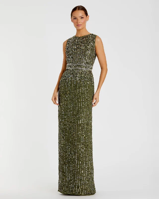 Floral print maxi dresses for summer garden partiesSequined High Neck Sleeveless Column Gown Floral print maxi dresses for summer garden partiesSequined High Neck Sleeveless Column Gown
