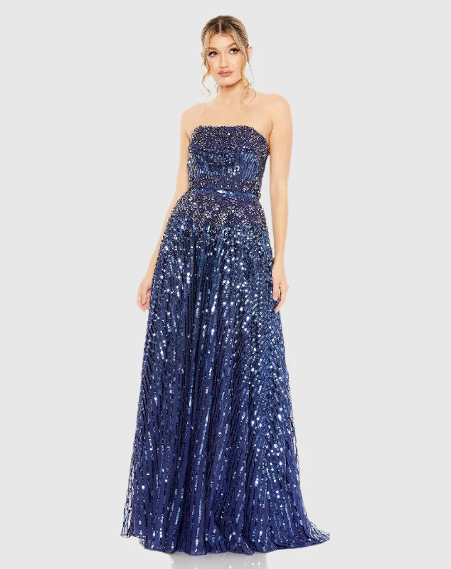 Cotton maxi dresses for a comfortable and everyday - wear optionStrapless Hand Embellished Beaded A Line Gown