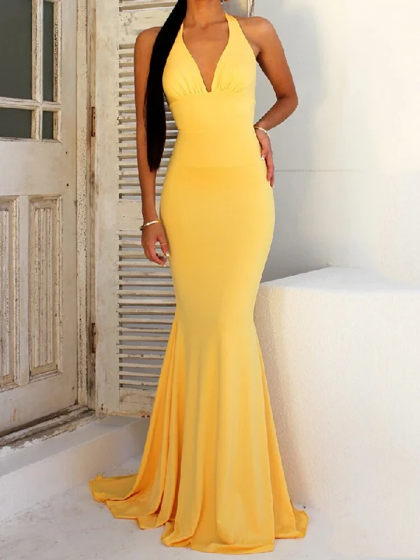 Sheer maxi dresses with lace overlays for a romantic touchBerriesJam - 2024 V Neck Open Back Bandage Sleeveless Mermaid Party Dress Sheer maxi dresses with lace overlays for a romantic touchBerriesJam - 2024 V Neck Open Back Bandage Sleeveless Mermaid Party Dress