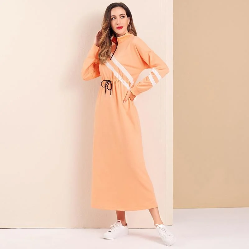 Maxi dresses with a halter neck for a stylish and sophisticated choiceFashionSierra - Women Casual Dress Zip Half Placket Contrast Striped Drawstring Detail Dress Long Sleeve Maxi Dresses Autumn Maxi dresses with a halter neck for a stylish and sophisticated choiceFashionSierra - Women Casual Dress Zip Half Placket Contrast Striped Drawstring Detail Dress Long Sleeve Maxi Dresses Autumn