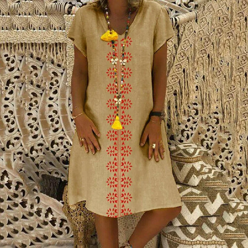 Maxi dresses with a V - neckline for a flattering and elongating shapeFashionSierra - Women Summer Short Sleeve Cotton Linen Long Maxi Dress Fashion Ladies Casual Loose Beach Kaftan Dresses Sundress Maxi dresses with a V - neckline for a flattering and elongating shapeFashionSierra - Women Summer Short Sleeve Cotton Linen Long Maxi Dress Fashion Ladies Casual Loose Beach Kaftan Dresses Sundress