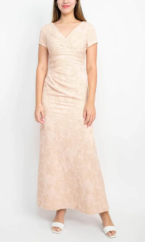 Asymmetric - hem wedding guest dresses in metallic huesAdrianna Papell AP1E209340 - V-Neck Ruched Evening Gown
