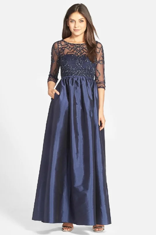 Mini wedding guest dresses with glittery accents for a trendy lookAdrianna Papell - Illusion Taffeta Gown 91912620