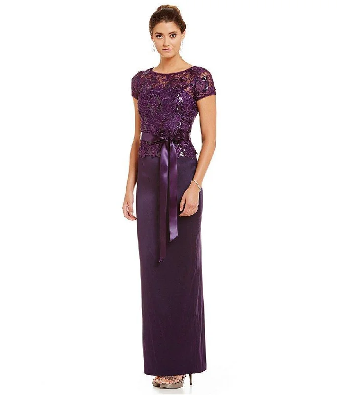 Plaid wedding guest dresses in muted colors for a fall weddingAdrianna Papell - Lace Long Dress 81929760