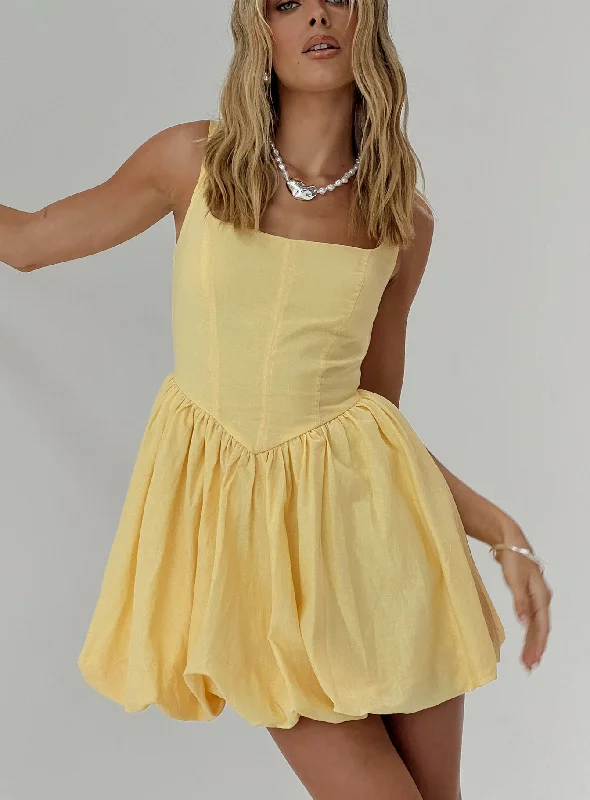 Mini dresses with high - low hems for a modern twistAlcott Bubble Hem Mini Dress Lemon