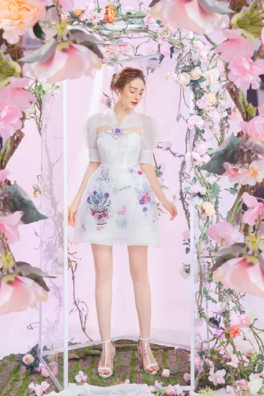 Mini dresses with belted waists for a defined silhouetteAnthea A-line Cut-Out Silk Organza Mini Dress