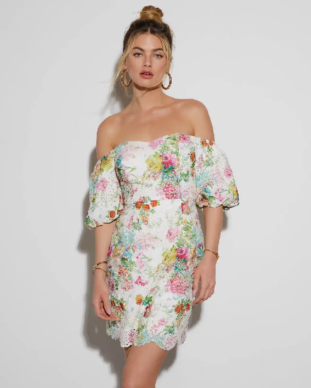 Mini dresses with pocket details for added functionalityAriana Off The Shoulder Floral Mini Dress