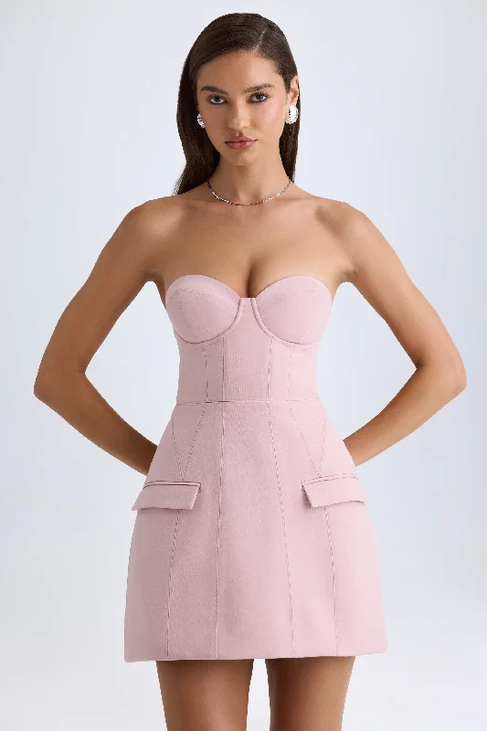 Mini dresses with tassel accents for a fun touchStrapless Structured Tulip Mini Dress in Pink Mauve
