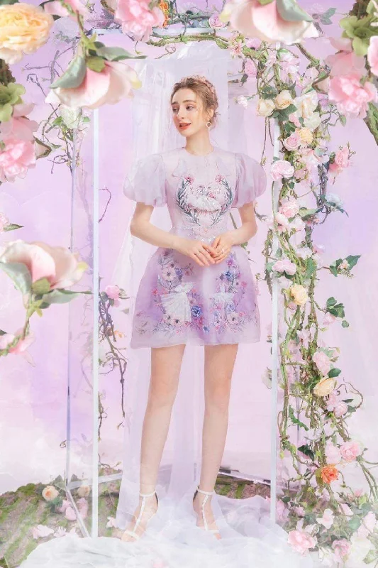 Mini dresses with empire waists for a flattering fitBallet A-line Puffy Sleeved Silk Organza Mini Dress