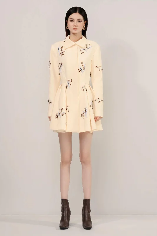 Mini dresses with tassel accents for a fun touchBasil Fit and Flare Long Sleeved Wool Mini Dress