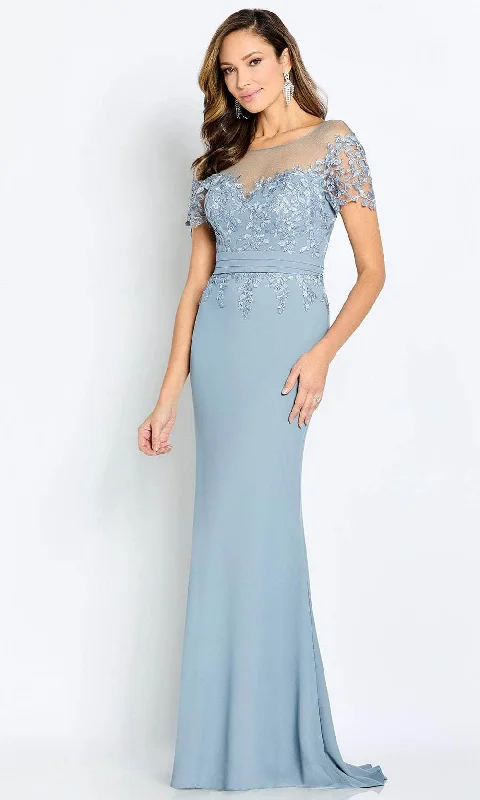 Polka - dot - printed wedding guest dresses with short sleevesCameron Blake CB111 - Short Sleeve Mermaid Evening Gown Polka - dot - printed wedding guest dresses with short sleevesCameron Blake CB111 - Short Sleeve Mermaid Evening Gown