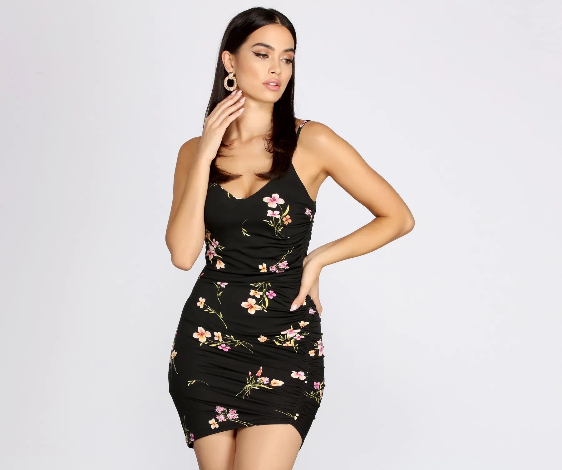 Strapless mini dresses for a beach vacationCan't Forget Me Floral Side Ruched Mini Dress Strapless mini dresses for a beach vacationCan't Forget Me Floral Side Ruched Mini Dress