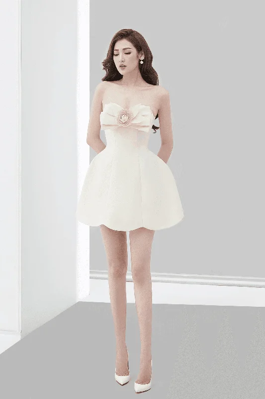Mini dresses with button - down frontsCastle Strapless Draped Taffeta Mini Dress