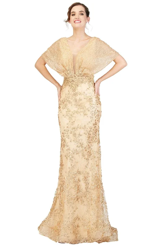 Wedding guest dresses with tassel - adorned belts and A - line skirtsCecilia Couture - 1848 Embellished Deep V-neck Trumpet Dress