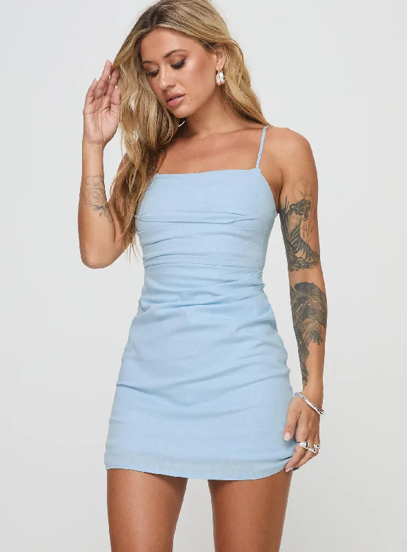 Mini dresses with embroidered details for a unique touchDoris Mini Dress Blue
