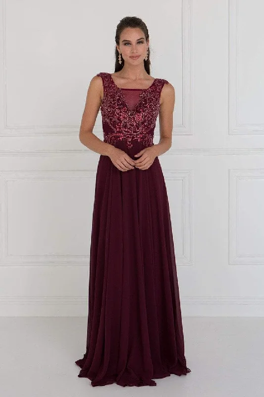 Embroidered wedding guest dresses in earthy tones for a rustic weddingElizabeth K - GL1566 Beaded Square Neck Chiffon A-line Dress Embroidered wedding guest dresses in earthy tones for a rustic weddingElizabeth K - GL1566 Beaded Square Neck Chiffon A-line Dress