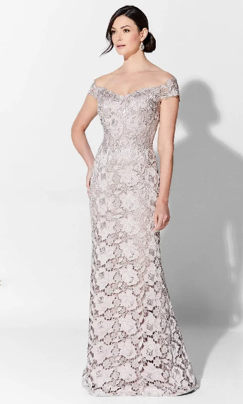 Halter - neck wedding guest dresses with beaded strapsIvonne D 122D65W - Trumpet-Fitting Floral Laced Gown