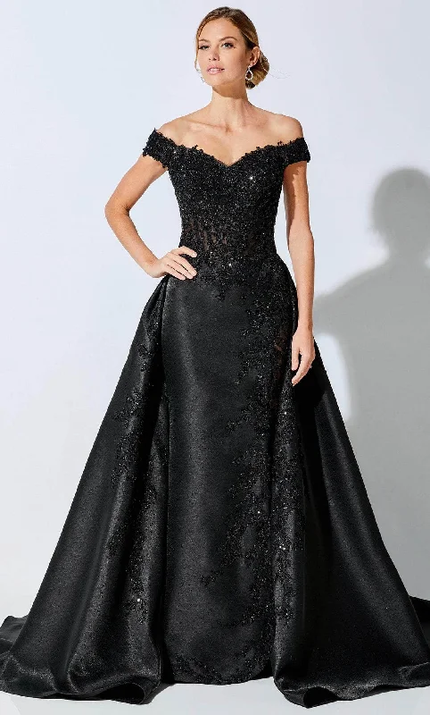 Wedding guest dresses with cold - shoulder ruffled sleeves and knee - length hemsIvonne D 221D51W - Lace Overskirt Formal Gown Wedding guest dresses with cold - shoulder ruffled sleeves and knee - length hemsIvonne D 221D51W - Lace Overskirt Formal Gown