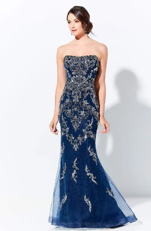Animal - print wedding guest dresses in subtle colors for a bold statementIvonne D by Mon Cheri - 120D06 Strapless Straight Across Long Dress