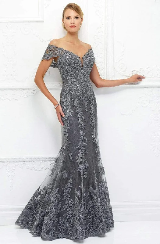 Geometric - printed wedding guest dresses for a modern weddingIvonne D for Mon Cheri - 118D12 Lace Applique Mother of the Groom Trumpet Dress