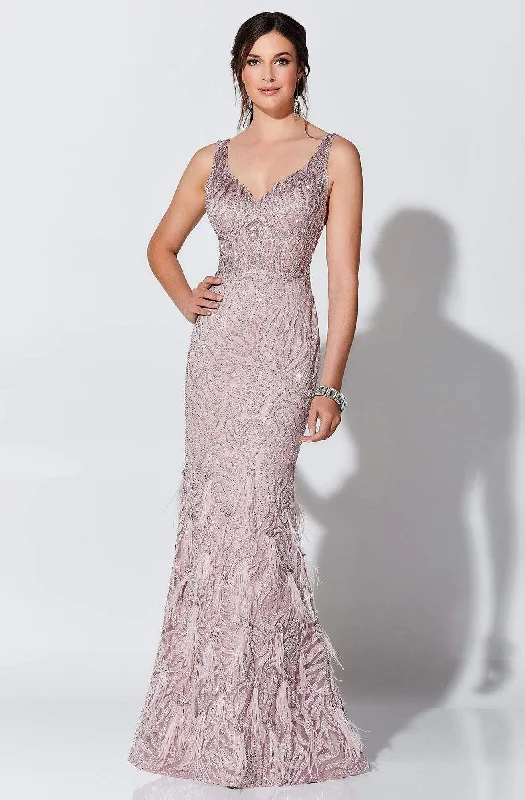 Bow - backed wedding guest dresses in silk for a luxurious feelIvonne D for Mon Cheri - 119D52 Embroidered Feathered Dress